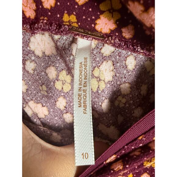 Free People IRL Floral Print Mini Slip Skirt in Plum Combo Size 10 - Picture 12 of 12